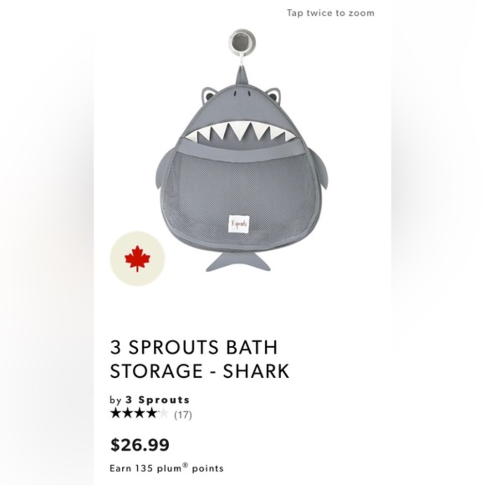 Brand new 3 sprouts bath storage shark baby kid
